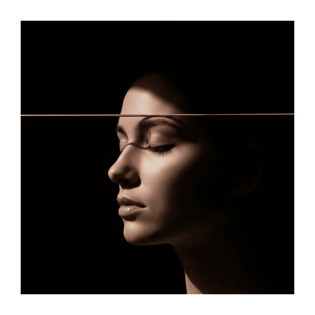 Perfil con hilo de oro, mirada interior