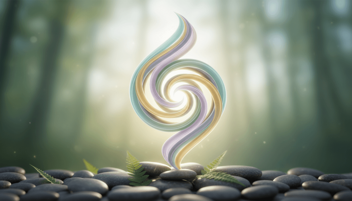 Symbolic elements representing integration in holistic therapy, with a tranquil atmosphere.