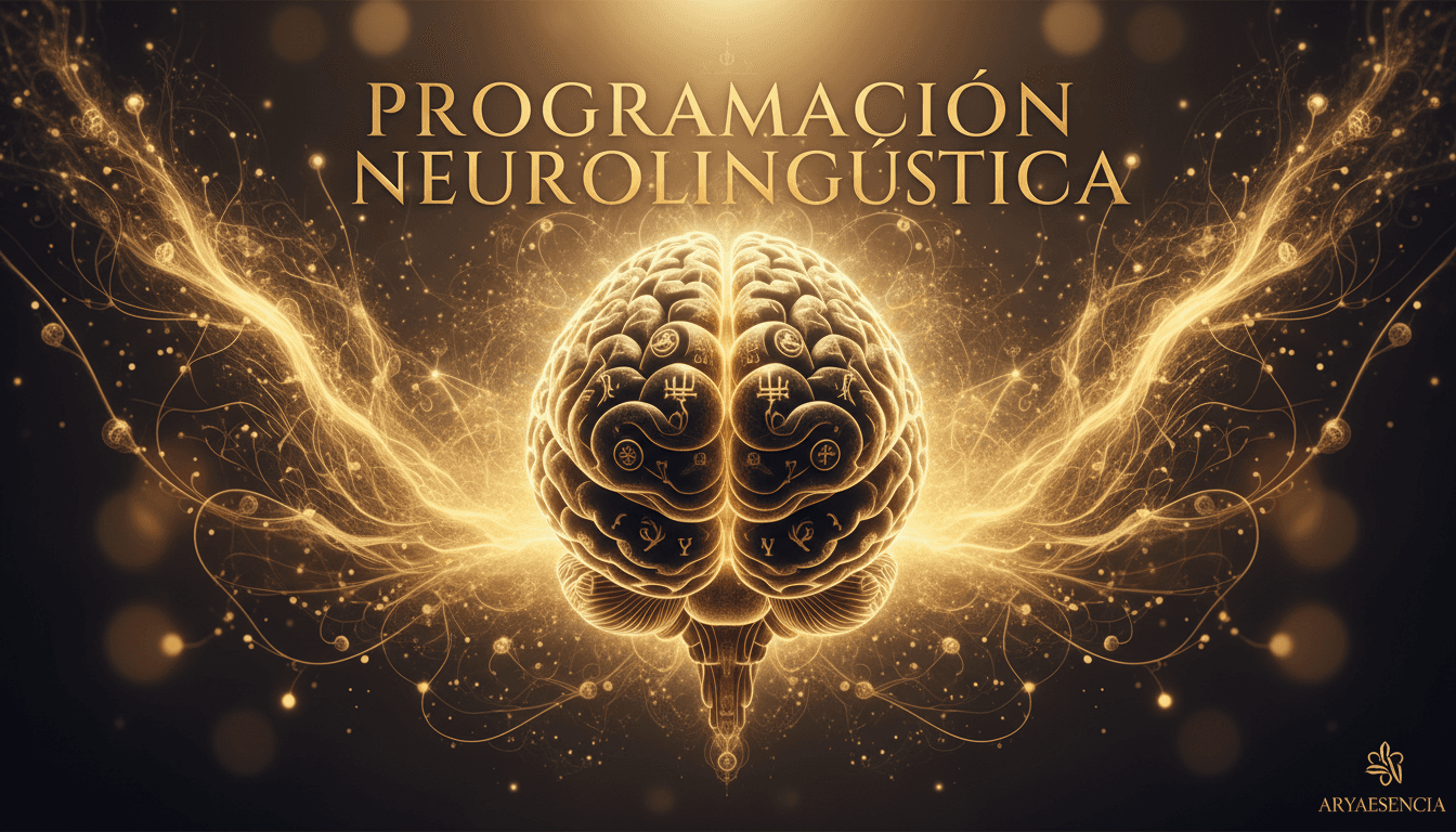 Stylized brain with neural networks in black and gold, illustrating PNL concepts.