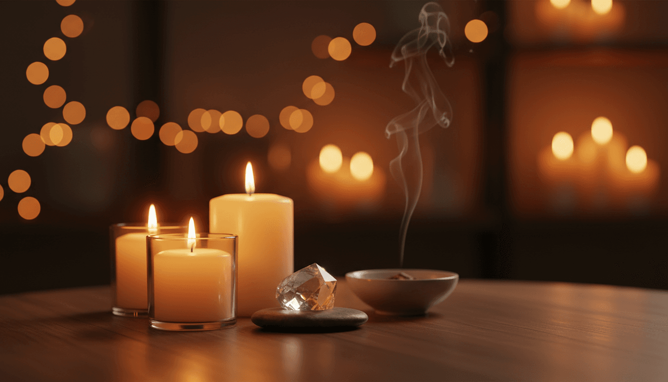 Velas encendidas con luz cálida y ambiente sereno